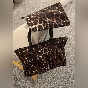 Coach tote with matching cosmetic bag
